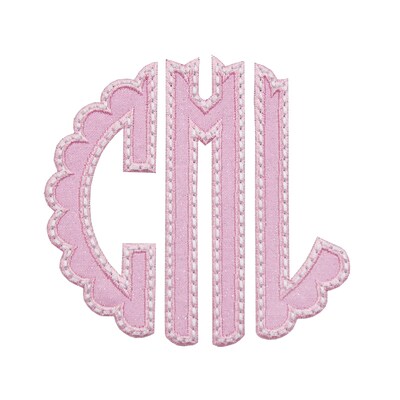 Glitter Scallop Monogram Personalized  Custom Sew or Iron on Patch - image1